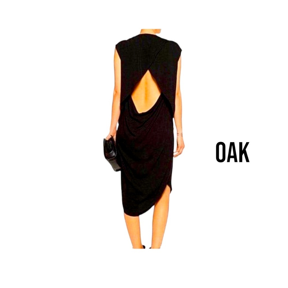 🔥 NYC Cult Clothing brand OAK Draped Open Back Layered Crepe “shirt dress” 🔥